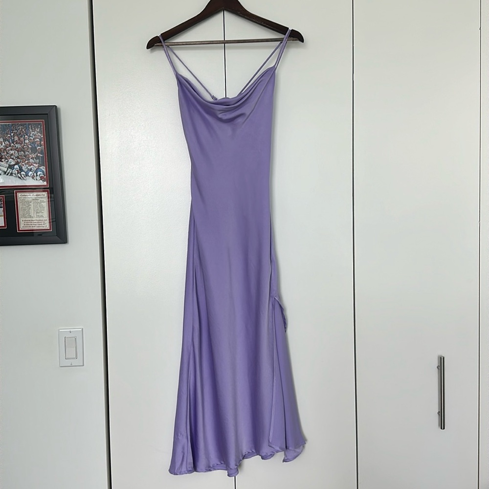 ASTR the Label Purple Strappy Cowl Neck Slip Dress
